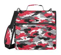 3 Ring Zipper Binder Red Grey Black Camouflage Binders Bag with Shoulder Strap 500 Sheets Paper Organizer Trapper Keeper Documents Storage File Folder for School Office