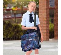 3 Ring Zipper Binder Starry Whales Fantasy, 1.5 Inch Ring Binder Organizer Bag with Shoulder Strap Fits 13 Inch Laptop and 500 Sheets