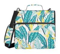 3 Ring Zipper Binder Tropical Bird of Paradise Plant, 1.5 Inch Ring Binder Organizer Bag with Shoulder Strap Fits 13 Inch Laptop and 500 Sheets
