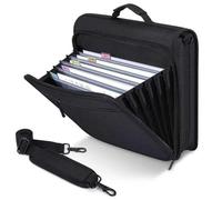 3 Ring Zipper Binder with Accordion File Organizer, Portable Oxford Binder Organizer with Handle and Shoulder Strap, Large Capacity Zippered Portfolio for School, Office, Business, Black