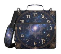 3 Ring Zipper Binder with Shoulder Strap Astrology Sun Time 1.5 inch Binders Keeper Large Capacity Multi Pockets for School Office Supplies