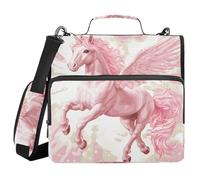 3 Ring Zipper Binder with Shoulder Strap Dreamy Unicorn L Binder Bag Expanding File Folder Storage Multiple Pockets
