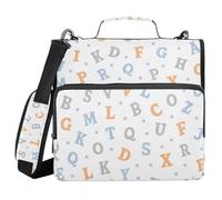3 Ring Zipper Binder with Shoulder Strap for School Multiple Pockets Documents Storage Organizer Word