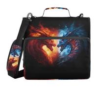 3 Ring Zipper Binder with Shoulder Strap Ice and Fire Dragons Binder Bag Expanding File Folder Storage Multiple Pockets