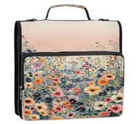 3-Ring Zipper Binder with Shoulder Strap Zip-Up Expanding File Folder Organizer Storage Fireproof Accordion Trapper Keeper Home School Office Three Butterfly (Colorful Flowers Sea)