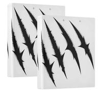 3 Ringed 2PCS Binder 1-1/2 Inch Binder with Interior Pockets 1/2 Pack Binder for College Students 200 Sheets - Black Monsters Scratch Mark Halloween Horror Silhouette