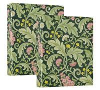 3 Ringed 2PCS Notebook Binders 1 and 1/2 Inch Notebook Binders with Interior Pockets 1/2 Packs School Binder 200 Sheets - Pink Carnation Green Leaves William Morris