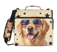3 Ringing 1.5 inch Binder with Zipper Golden Retriever American Flag