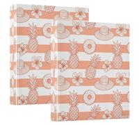 3 Ringing 2PCS Binder 1.5 Inch Binder with Clipboard 1/2 Pack School Binders Hardcover- Summer Orange Donuts Pineapple