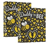 3 Ringing 2PCS Binders 1.5 Inch Binders with Pockets 1/2 Packs College Binders for Students 200 Sheets - Daddy to Bee Pregnancy Announcement Baby