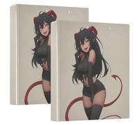 3-Ringing 2PCS Binders One and A Half Inch Binders with Pocket Cover 1/2 Packs School Binders Hardcover- Sexy Little Evil Demon
