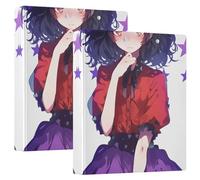 3 Ringing 2PCS Notebook Binders 1.5 in Notebook Binders with Clipboard 1/2 Pack School Supplies Binder Hardcover- Magical Anime Girl Purple