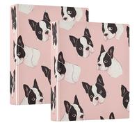 3 Ringing 2PCS Notebook Binders 1.5 in Notebook Binders with Interior Pockets 1/2 Packs School Binders 200 Sheets - BostonTerrier Dogs Minimalist