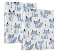 3 Ringing 2PCS Notebook Binders 1.5 in Notebook Binders with Interior Pockets 1/2 Packs School Binders 200 Sheets - Jon Klassen Style Fox Sky Blue Lavender White
