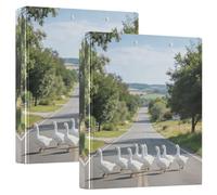 3-Ringing 2PCS Notebook Binders 1.5" Notebook Binders with Clipboard 1/2 Pack of Binders School Supplies Binder 200 Sheets - Group of Geese Road Tree