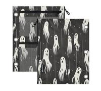 3 Ringing binder 2 pcs Poltergeist Hanging Ghosts Hallween 11''x8.9'' | grommets 3-Pocket Zipper pouching clear window for Classroom Supplies