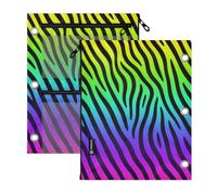 3 Ringing binder 2 PCS Rainbow zebras Print Animal Lover 11''x8.9''