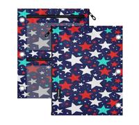 3 Ringing binder folders 2 Pack Patriotic Red White Teal Star 4th Of July