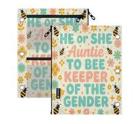 3 Ringing pencil pouching for binder 2 Pack He Or She Auntie To Bee Keeper | big capacity zipper pencil case clear window for School, Office & Home