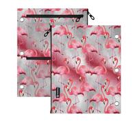 3 Ringing zipper binder 2 pcs Flamingo Stained Glass Art 11''x8.9''