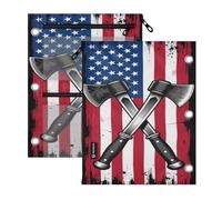 3 Ringing zipper pouching 2 pcs Firefighter American Flag 11''x8.9''