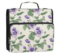 3 Rings 1.5 inch Binder Zipper with Shoulder Strap & Handle Laege Capacity Portable Home Travel Safe Storage Bag for School Beauty Spring Flowers New Jersey Violet