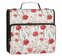 3 Rings 1.5 inch Office Binder Organizer with Handle Multiple Pockets Documents Files Storage Bag Suitable for Middle School Beauty Spring Flowers Ohio Scarlet Carnation
