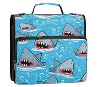 3 Rings 1.5 inch Sturdy Zipper Binder with Handle Includes Zip Pocket Portfolios Portfolio Organizer for Middle School Cute Cartoon Sharks Swimming in The Water