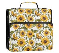3 Rings 1.5 inch Zippered Binder Bag with Handle Waterproof Document Organizer for School Beauty Spring Flowers Maryland Black-Eyed Susan