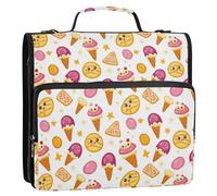 3 Rings Binder Organizer with Handle and Removable Shoulder Strap Waterproof Document Organizer Bag Suitable for Middle School Ice Cream