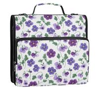 3 Rings Binder with Extra Pockets with Handle and Removable Shoulder Strap Waterproof Document Organizer Bag for Office School Beauty Spring Flowers New Jersey Violet