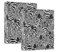 3 Rings Binders 1-1/2 Inch 2 Pack, Black White Zebra Stripe Decorative Cute Three Ring Binder with 3 Interior Pockets, D Ring Binders for School Office Supplies