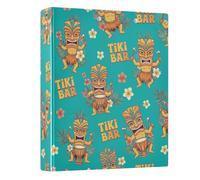 3 Rings Binders 1-1/2 Inch, Yellow Tiki Masks Floral Round Ring Binder with 3 Interior Pockets, Versatile Binders for School Office Home, 1 Pack