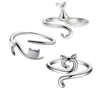 3 rings cat theme adjustable opening cute refined cat ring, hug ring, hug ring