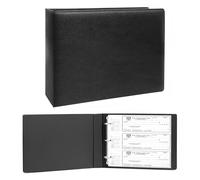 3 Rings Check Binder for End-Stub Deskbook Checks, 3 on a Page, Fit 3 & 9 Holes Check Faux Leather (11 1/4" x 9") (Black)