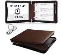 3 Rings Check Binder with Zipper PU Leather 1 Inch D Ring Business Check Holder 9" x11 1/4" Checkbook Organizer for 300 Receipts 3 or 9 Holes Checks End Stub Deskbook Checks（Dark Brown）