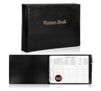 3 Rings Loose Leaf Visitors Record Book with 50 Sheets A4 Refill Pages PU Leather Visitors Log Book Sign in and Out 1700 Entry Black Visitors Book Binder Visitors Register for Business Office