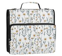 3 Rings Organizer Binder with Handle Multi-Pocket Document Organizer Bag for Office School Denmark Marguerite Daisy Beauty Summer Flowers