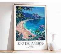 3 Rio De Janeiro Print Rio De Janeiro Travel Poster Brazil Travel Print Tropical Decor Brazil Wa A4 Poster on Canvas - Wall Art Home Decor Movie Poster Canvas Film Cinema Retro Vintage Cult Classic N