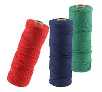 3 Roll Macrame Cord 2mm x 100m, Garden Twine, Garden String, Twine String for Crafts, Natural Cotton Rope for Wall Hanging, Plant Hangers (Red-Blue-Green)