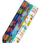 3 Roll Package Gift Wrapping Paper, 43cm * 3m - Dinosaur Happy Birthday Wrapping Paper Recyclable Premium Gift Wrap Perfect for Birthday, Wedding, Party, Valentine's Day Gift Wrapping