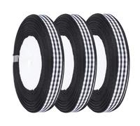 3 Roll Ribbon Gingham Ribbon, Black and White Gingham Ribbon Buffalo Checked Ribbon Christmas Wedding Gift Wrapping Cake Decoration 1cm Width 25Yard/Roll