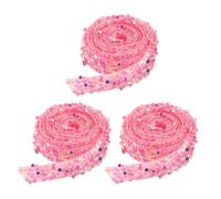 3 Rolls 1.2 cm x 1 Yard Self Adhesive Sequin Ribbon Round Star Sequin Ribbon Sequin Wrap Ribbon Trim Sparkling Ribbon Trimming Strips Clothes Ribbon Sticker Wedding Dress Trim Ribbon Hot Pink