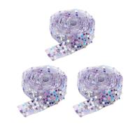 3 Rolls 1.2 cm x 1 Yard Self Adhesive Sequin Ribbon Round Star Sequin Ribbon Sequin Wrap Ribbon Trim Sparkling Ribbon Trimming Strips Clothes Ribbon Sticker Wedding Dress Trim Ribbon Purple