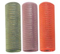 3 Rolls 10 Inch Deco Mesh Ribbon for Wreaths 30 Feet Poly Burlap Mesh for Christmas Tree DIY Decorations Olive Orange Caramel Color Party Supplies