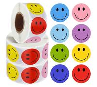 3 Rolls 1500 Pcs Smiley Faces Stickers Cute Happy Face Sticker Small Reward Well Done Stickers for Children Teachers School (8 Colors)