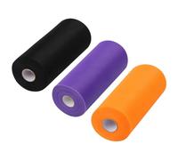 3 Rolls 15cm x 25 Yards Black Orange Purple Tulle Fabric Halloween Mesh Tulle Ribbon Gift Wrapping Net Fabric Wreath Making Mesh Ribbon Decorative Tulle Spool for Bows DIY Crafts