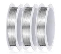 3 Rolls 28 Gauge Copper Wire for Jewellery Making, 0.3mm Silver Craft Wire Copper Beading Wires for Bracelet Earrings Necklaces Rings Pendant Flower Art Craft Projects
