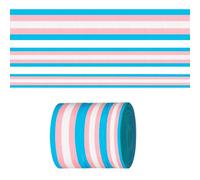 3 Rolls × 5 Yards LGBTQ Stripes Transgender Ribbon for Crafting Sewing, Rainbow Grosgrain Ribbons for Gift Wrapping, Transgender Pride Ribbons for Hair Bow Accessorie