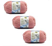 3 Rolls 50g Milk Yarn Knitting Cotton Yarn Soft DIY Hand Knitting Craft Crochet Thread for Shawl Sweaters Hats Scarves Handcrafts Crocheting Knitting